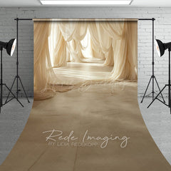 Lofaris Elegant Beige Flowy Drapery Maternity Sweep Backdrop