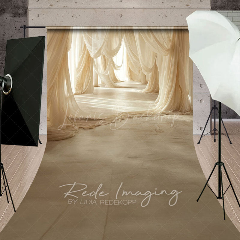 Lofaris Elegant Beige Flowy Drapery Maternity Sweep Backdrop