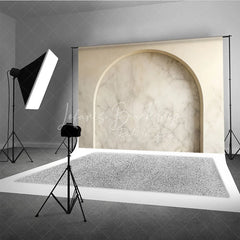 Lofaris Elegant Beige Marble Arch Photography Backdrop Modern Minimalist Studio Photo Prop for Product and Portrait