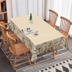 Lofaris Elegant Beige Pale Pink Green Flowers Tablecloth