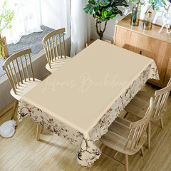 Lofaris Elegant Beige Pale Pink Green Flowers Tablecloth