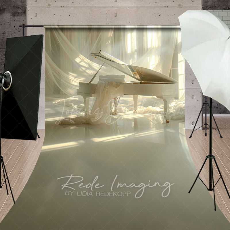 Lofaris Elegant Beige Piano Curtain Maternity Sweep Backdrop