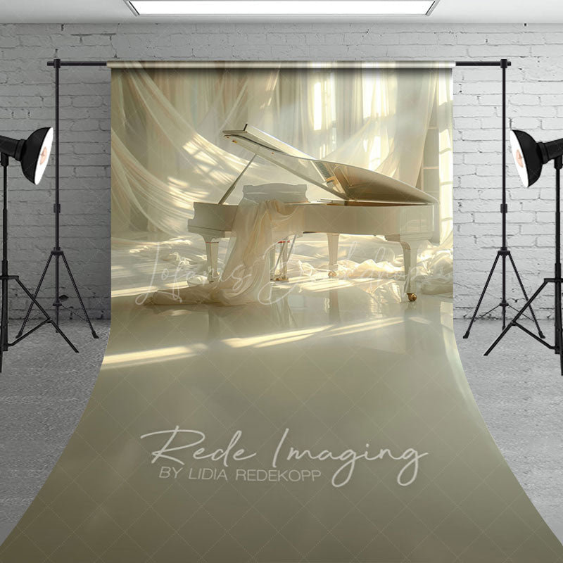 Lofaris Elegant Beige Piano Curtain Maternity Sweep Backdrop