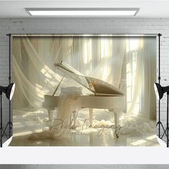 Lofaris Elegant Beige Piano Soft Curtain Maternity Backdrop