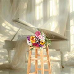 Lofaris Elegant Beige Piano Soft Curtain Maternity Backdrop