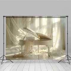 Lofaris Elegant Beige Piano Soft Curtain Maternity Backdrop