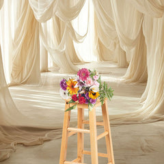 Lofaris Elegant Beige Soft Flowy Drapery Maternity Backdrop