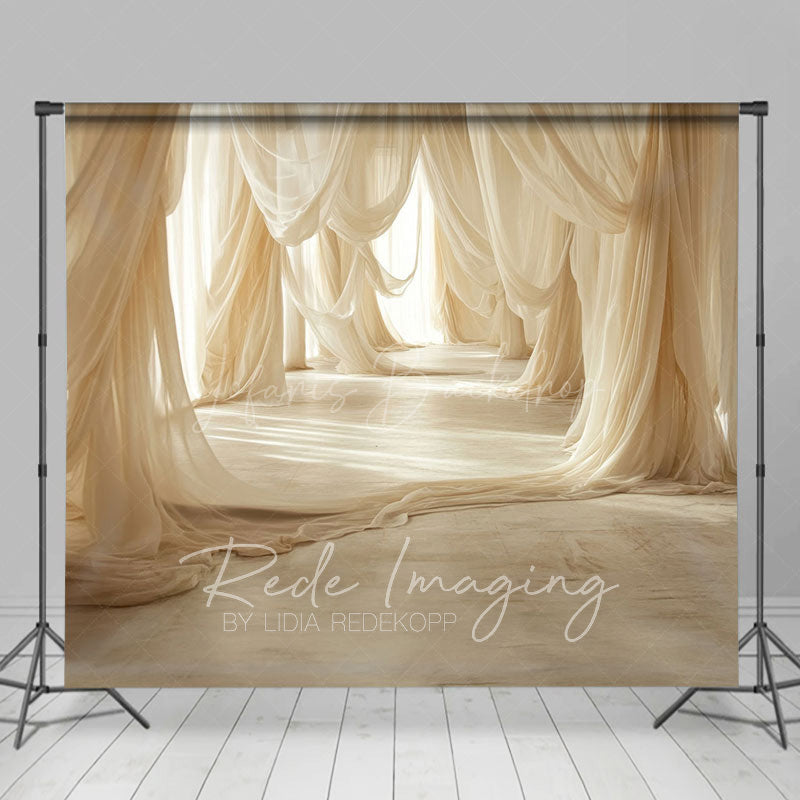 Lofaris Elegant Beige Soft Flowy Drapery Maternity Backdrop