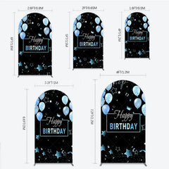 Lofaris Elegant Black and Blue Happy Birthday Arch Backdrop Kit Festive Balloons Stars Crown Party Decor