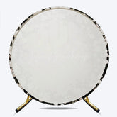 Lofaris Elegant Black and Gold Floral Round Backdrop Wedding or Anniversary Party Romantic Moody Botanical Photo Prop