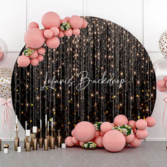 Lofaris Elegant Black and Gold Glitter String Lights Round Backdrop Sparkling Bokeh for Festive Party Celebration Decor