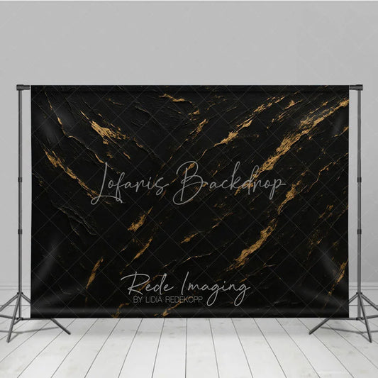 Lofaris Elegant Black and Gold Textured Abstract Photography Backdrop Dark Moody Artistic Portrait Studio for Photoshoot