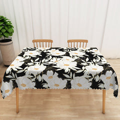 Lofaris Elegant Black and White Floral Tablecloth for Modern Minimalist or Formal Dining Table Decor