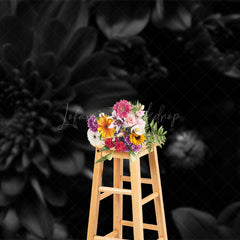 Lofaris Elegant Black Dahlia Artistic Maternity Backdrop