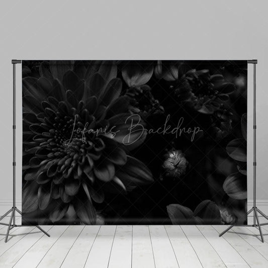 Lofaris Elegant Black Dahlia Artistic Maternity Backdrop