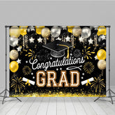Lofaris Elegant Black Gold Balloons Glitter Backdrop For Grad