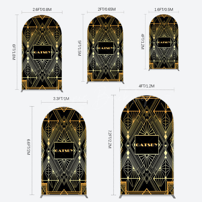 Lofaris Elegant Black Gold Gatsby Birthday Arch Backdrop