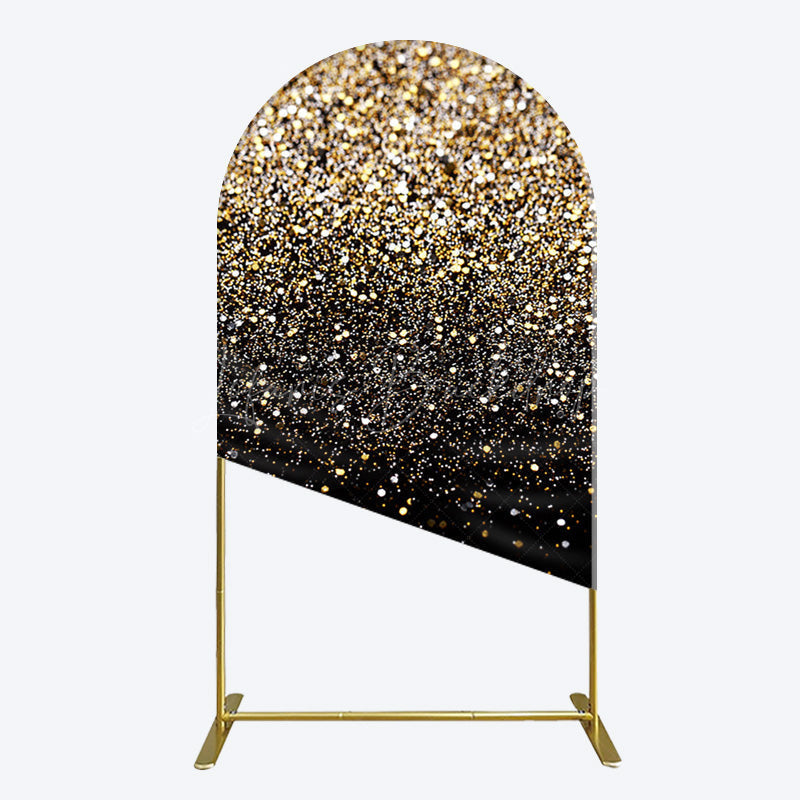 Lofaris Elegant Black Gold Glitter Birthday Arch Backdrop