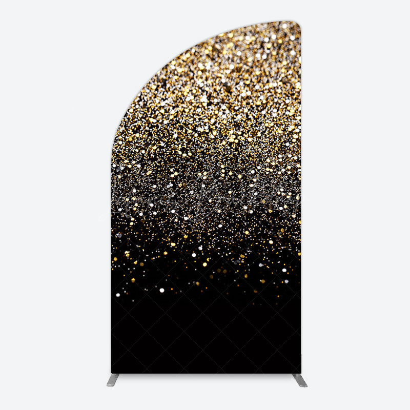 Lofaris Elegant Black Gold Glitter Birthday Half Moon Arch Backdrop