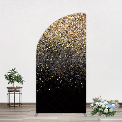 Lofaris Elegant Black Gold Glitter Birthday Half Moon Arch Backdrop