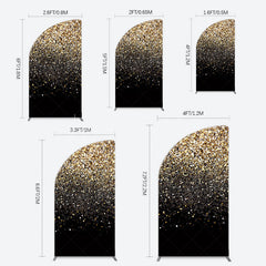Lofaris Elegant Black Gold Glitter Birthday Half Moon Arch Backdrop