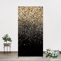 Lofaris Elegant Black Gold Glitter Birthday Rectangle Backdrop