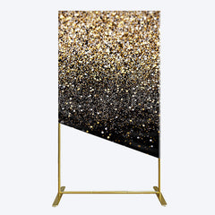 Lofaris Elegant Black Gold Glitter Birthday Rectangle Backdrop