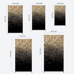 Lofaris Elegant Black Gold Glitter Birthday Rectangle Backdrop