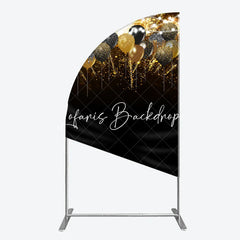 Lofaris Elegant Black Gold Silver Glitter Balloons Half Moon Arch Backdrop Fireworks Celebration Party Decor