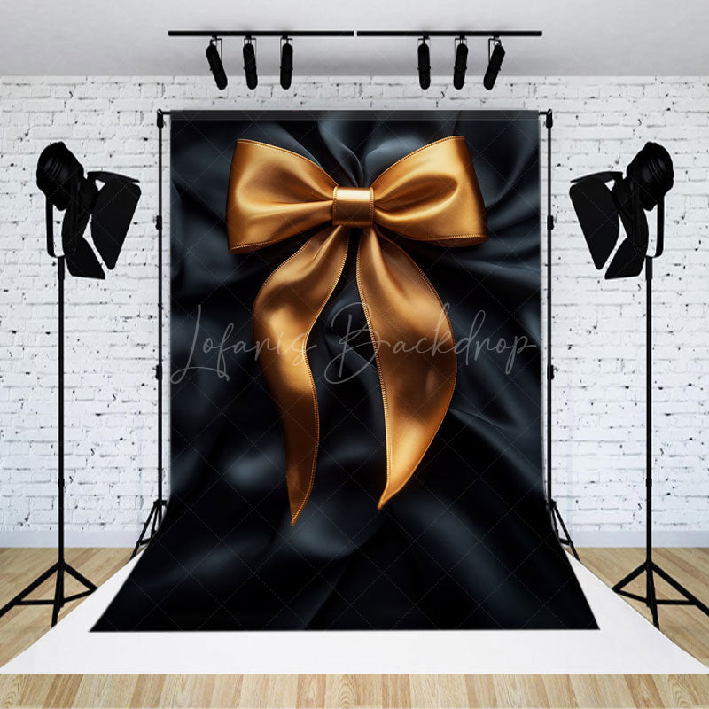 Lofaris Elegant Black Satin Bow Tie Retro Wall Photo Backdrop
