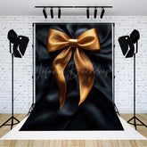 Lofaris Elegant Black Satin Bow Tie Retro Wall Photo Backdrop