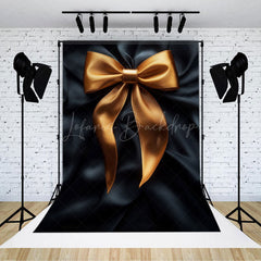 Lofaris Elegant Black Satin Bow Tie Retro Wall Photo Backdrop