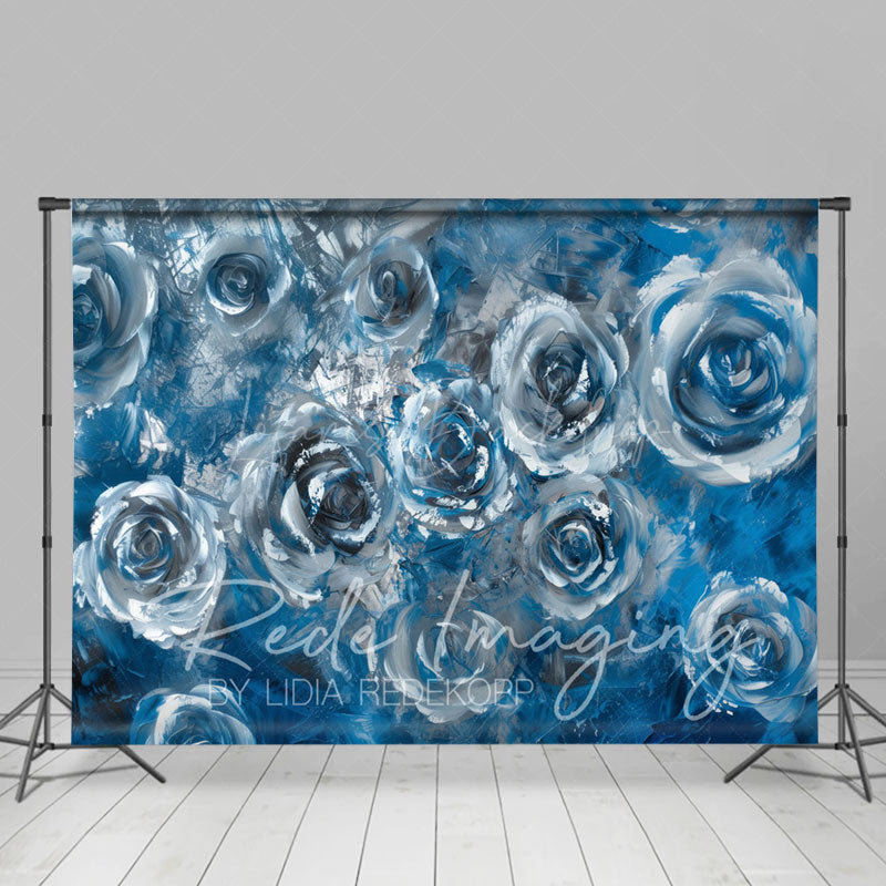 Lofaris Elegant Blue Abstract Floral Fine Art Photo Backdrop