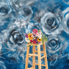 Lofaris Elegant Blue Abstract Floral Fine Art Photo Backdrop