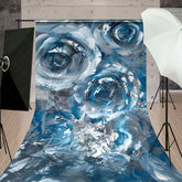 Lofaris Elegant Blue Abstract Floral Fine Art Sweep Backdrop