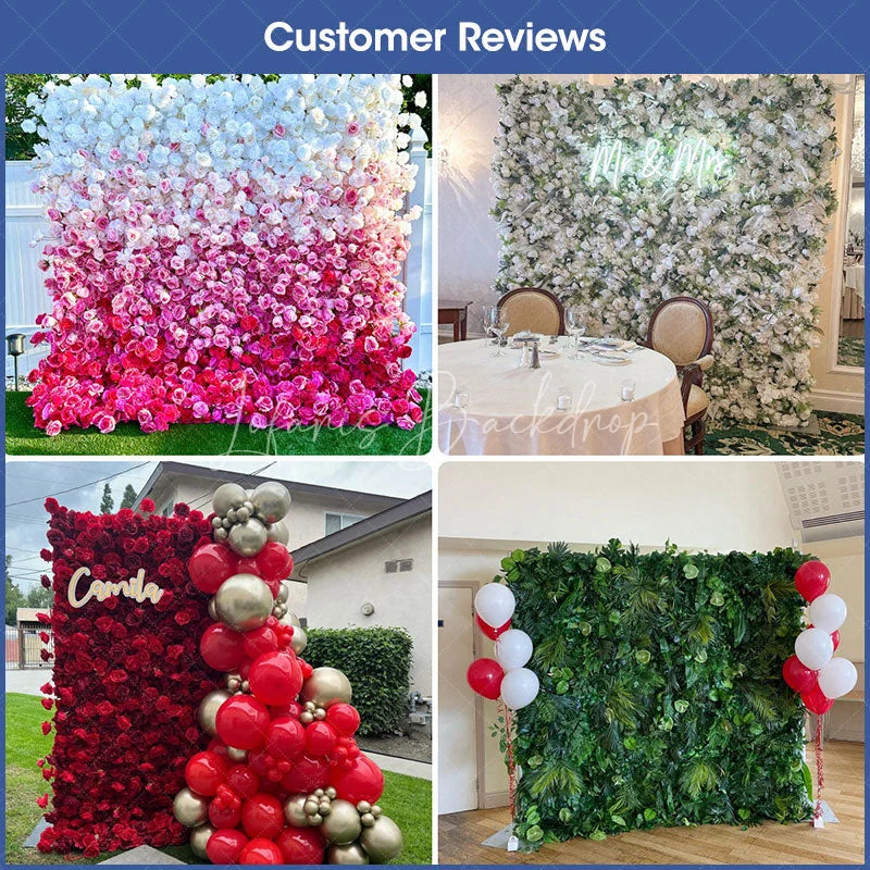 Lofaris Elegant Blue and White Rose Artificial Flower Wall Romantic Floral Backdrop for Wedding Event Decor