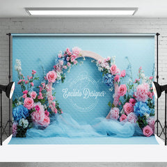 Lofaris Elegant Blue Floral Arch Wedding Photo Backdrop