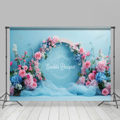 Lofaris Elegant Blue Floral Arch Wedding Photo Backdrop