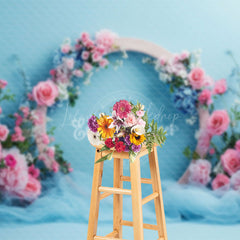 Lofaris Elegant Blue Floral Arch Wedding Photo Backdrop