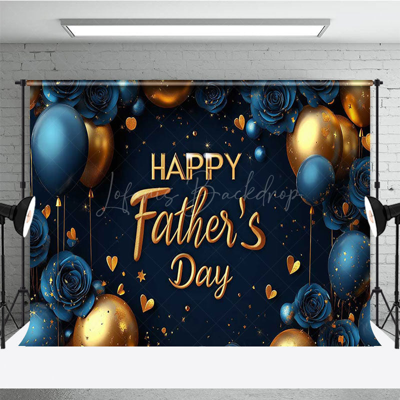 Lofaris Elegant Blue Floral Balloons Fathers Day Backdrop