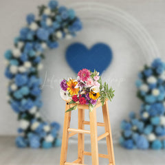 Lofaris Elegant Blue Floral Hearts Wall Wedding Backdrop