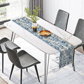 Lofaris Elegant Blue Leaf and Stripe Table Runner for Spring Fresh Botanical Kitchen Decor Modern Farmhouse Dining