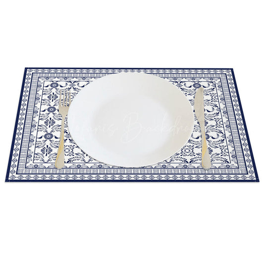 Lofaris Elegant Blue Slovakia Pattern Set of 4 Placemats