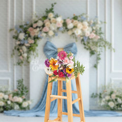 Lofaris Elegant Blue White Ribbon Spring Photography Backdrop