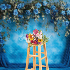 Lofaris Elegant Blue White Wall Rose Wedding Photo Backdrop