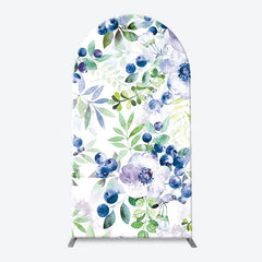 Lofaris Elegant Botanical Blueberry and Floral Arch Backdrop Kit Nature Inspired Party Decor Photo Booth Prop