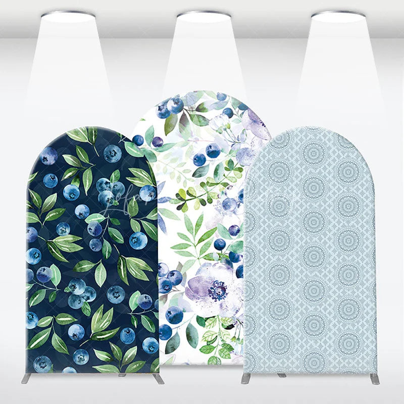 Lofaris Elegant Botanical Blueberry and Floral Arch Backdrop Kit Nature Inspired Party Decor Photo Booth Prop