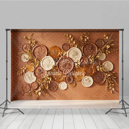 Lofaris Elegant Bronze and Gold Embossed Botanical Photography Backdrop Autumn Harvest Theme for Fall Decor