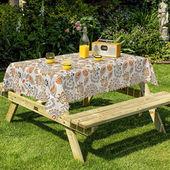 Lofaris Elegant Classical Orange Grey Blue Flower Tablecloth
