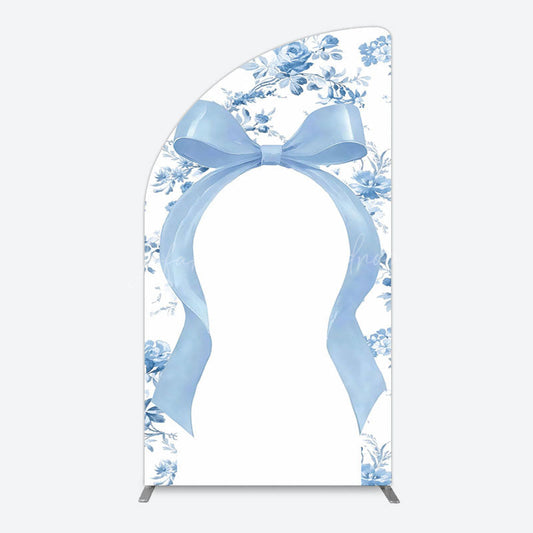 Lofaris Elegant Color Bows Floral Birthday Half Moon Arch Backdrop